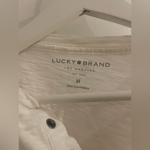 Men’s Lucky Brand White Long Sleeve Tee Relaxed Fit size M - Picture 2 of 3